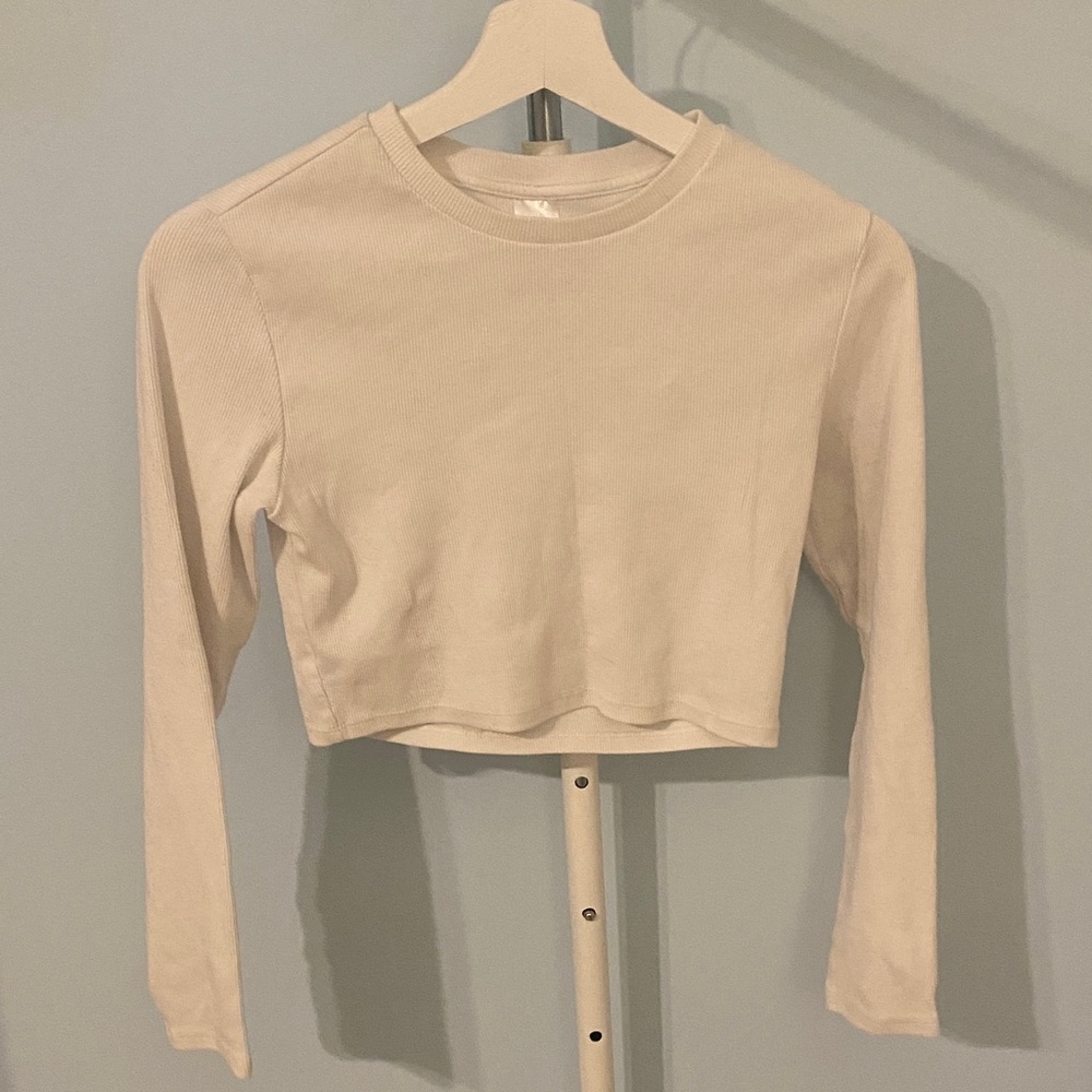 White Long Sleeve Crop Top